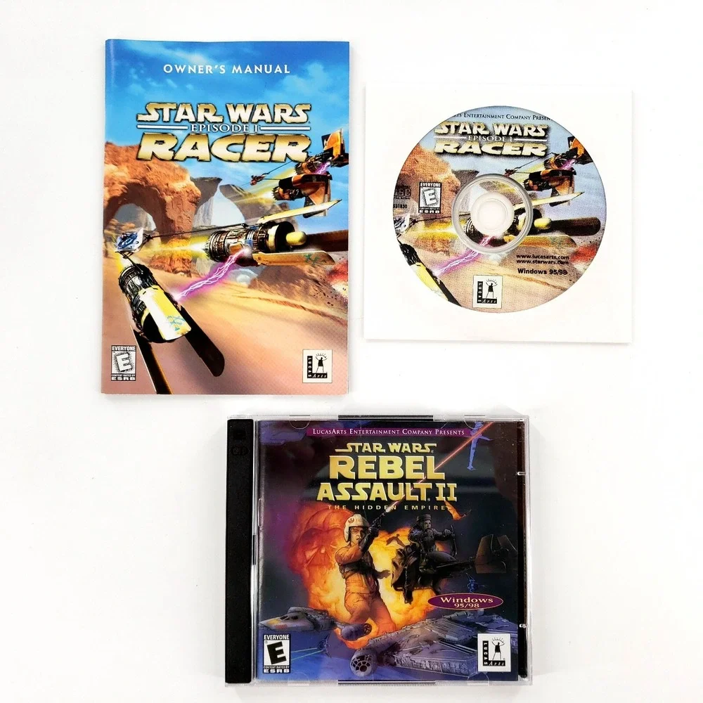 Star Wars: Episode I Racer & Rebel Assault II: Hidden Empire PC Mint Discs